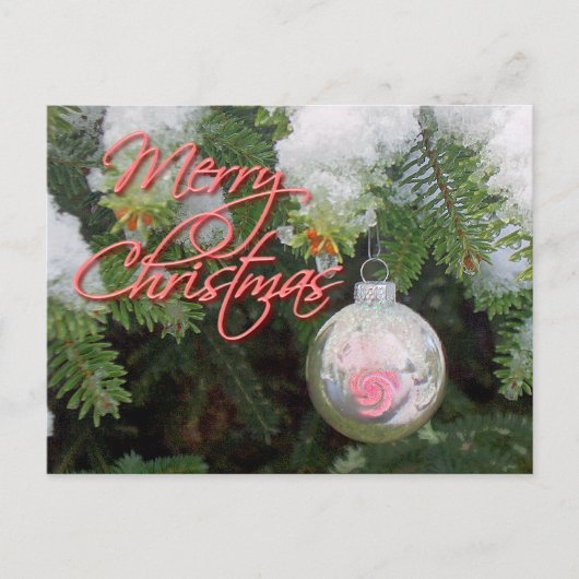 PINK & SILVER ORNAMENT ON TREE by SHARON SHARPE Briefkaart (Voorkant)