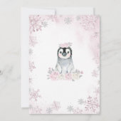Pink Silver Penguin Baby shower Kaart (Achterkant)