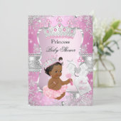 Pink Silver Princess Baby shower Ethnic Kaart (Staand voorkant)
