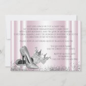 Pink Silver Princess Quinceanera Uitnodiging (Achterkant)