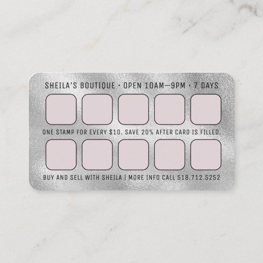 Pink & Silver QR Code Reward Visitekaartje (Achterkant)