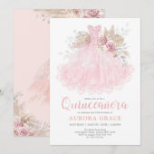 Pink Silver Quinceañera Dress Mis Quince 15 Años Kaart (Voorkant / Achterkant)