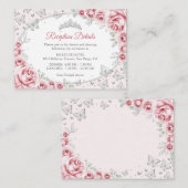 Pink Silver Quinceanera Reception Details Informatiekaartje (Voorkant / Achterkant)