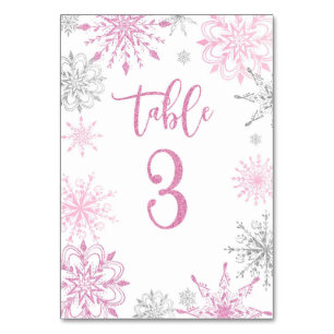 Pink Silver Snowflakes baby shower Drie Kaart