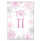 Pink Silver Snowflakes baby shower Eleven Kaart (Achterkant)
