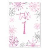 Pink Silver Snowflakes baby shower One Kaart (Achterkant)