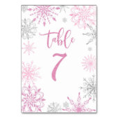 Pink Silver Snowflakes baby shower Seven Kaart (Voorkant)