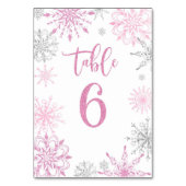 Pink Silver Snowflakes baby shower Six Kaart (Achterkant)