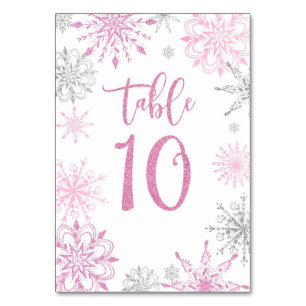 Pink Silver Snowflakes baby shower Tien Kaart