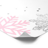 Pink Silver Snowflakes Meisje Baby shower Welkom Poster (Hoek)
