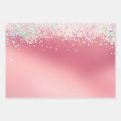 Pink Silver Sparkle Confetti Christmas Inpakpapier Vel (Voorkant)