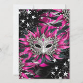 Pink Silver Sparkle Magical Night Masquerade Party Kaart (Achterkant)