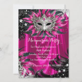Pink Silver Sparkle Magical Night Masquerade Party Kaart (Voorkant)