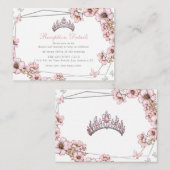 Pink Silver Tiara Butterfly Enclosure Card Informatiekaartje (Voorkant / Achterkant)