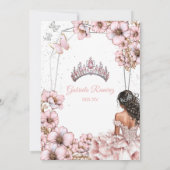 Pink Silver Tiara Butterfly Quinceañera Save The Date (Achterkant)