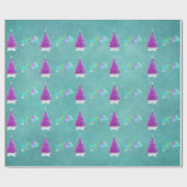 Pink Silver Trees Colourful Merry Christmas Teal Cadeaupapier (Vlak)