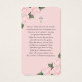 Pink Silver Waterverf Floral Memorial Prayer Kaart (Achterkant)