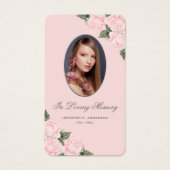 Pink Silver Waterverf Floral Memorial Prayer Kaart (Voorkant)