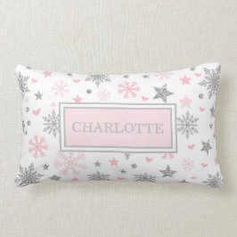 Pink Silver Winter Snowflake Baby Girl Nursery Kussen