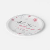 Pink Silver Winter Snowflakes 1st Birthday  Papieren Bordje (Gekanteld)