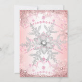 Pink Silver Winter Wonderland Quinceanera Party Kaart (Achterkant)