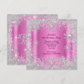 Pink Silver Winter Wonderland Snowflakes Party Kaart (Voorkant / Achterkant)