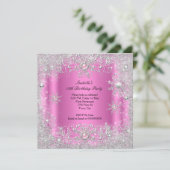 Pink Silver Winter Wonderland Snowflakes Party Kaart (Staand voorkant)