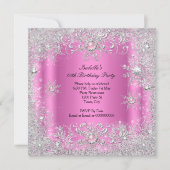 Pink Silver Winter Wonderland Snowflakes Party Kaart (Voorkant)