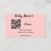 Pink simple baby shower q r code add name text thr visitekaartje (Achterkant)
