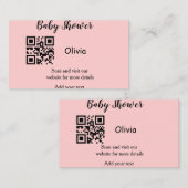 Pink simple baby shower q r code add name text thr visitekaartje (Voorkant / Achterkant)
