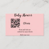 Pink simple baby shower q r code add name text thr visitekaartje (Voorkant)
