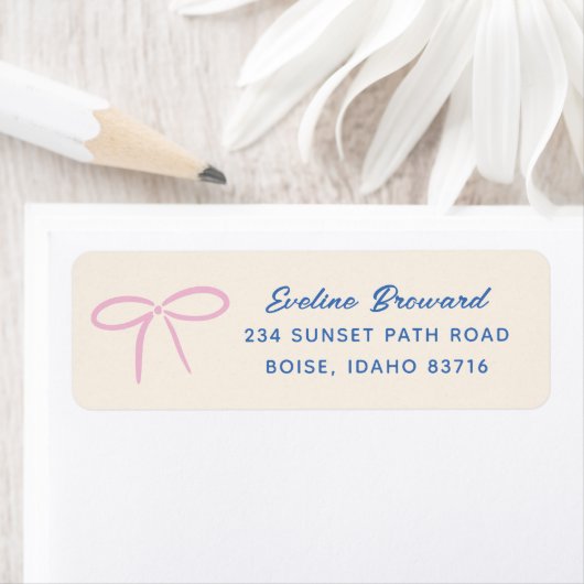 Pink Simple Bow Return Address Label (Insitu)