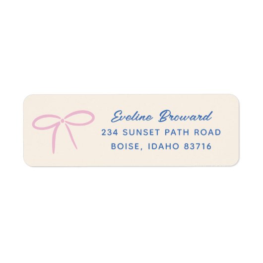 Pink Simple Bow Return Address Label (Voorkant)