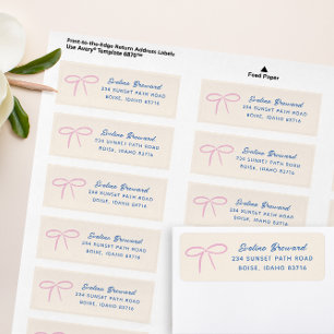 Pink Simple Bow Return Address Label