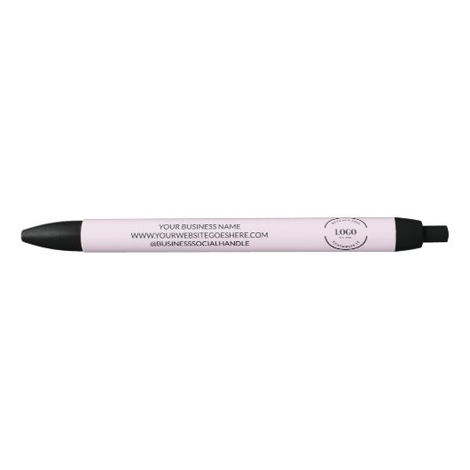 Pink Simple Business logo en contactgegevens Aange Zwarte Inkt Pen (Voorkant)