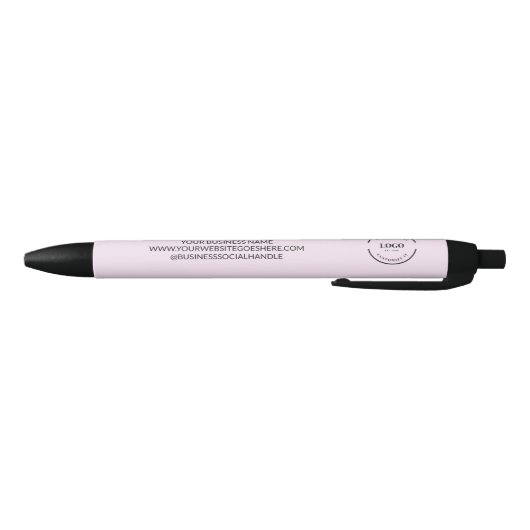 Pink Simple Business logo en contactgegevens Aange Zwarte Inkt Pen (Bodem)