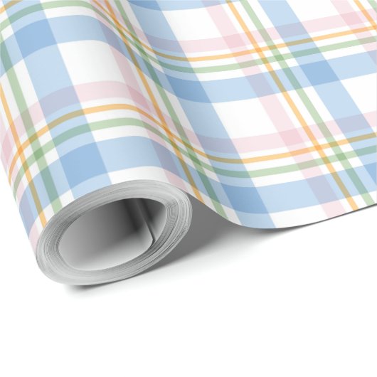 Pink Simple Gingham Check Christmas Cadeaupapier (Rol Hoek)