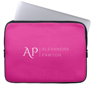 Pink Simple Minimalist Personalized Laptop Sleeve