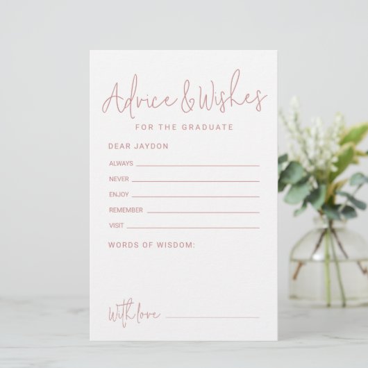 Pink Simple Modern Script Afstuderen advies en wen (Staand voorkant)
