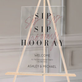 Pink Sip Hoera Engagement Party Welkom Acryl Bord