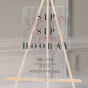 Pink Sip Hoera Engagement Party Welkom Acryl Bord