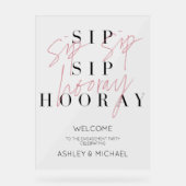 Pink Sip Hoera Engagement Party Welkom Acryl Bord (Voorkant)