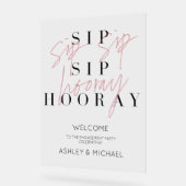 Pink Sip Hoera Engagement Party Welkom Acryl Bord (Hoek)
