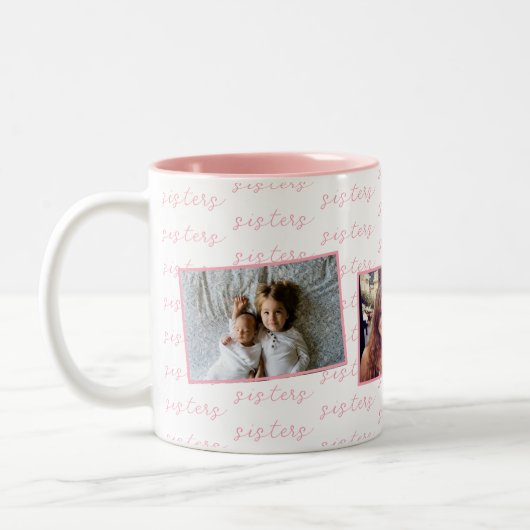 Pink Sisters Aangepaste foto's Tweekleurige Koffiemok (Links)