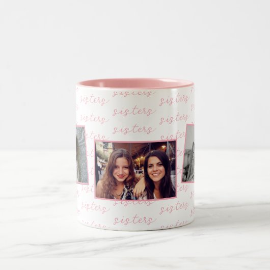 Pink Sisters Aangepaste foto's Tweekleurige Koffiemok (Center)