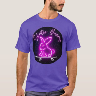 Pink Skater Bunny on Skateboard T-shirt