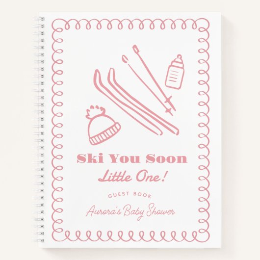 Pink Ski You Soon Boy Baby Shower Guest Book Notitieboek (Voorkant)