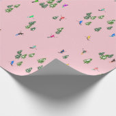 Pink Skiers Ski openingsfeestdag kerstavond Cadeaupapier (Hoek)