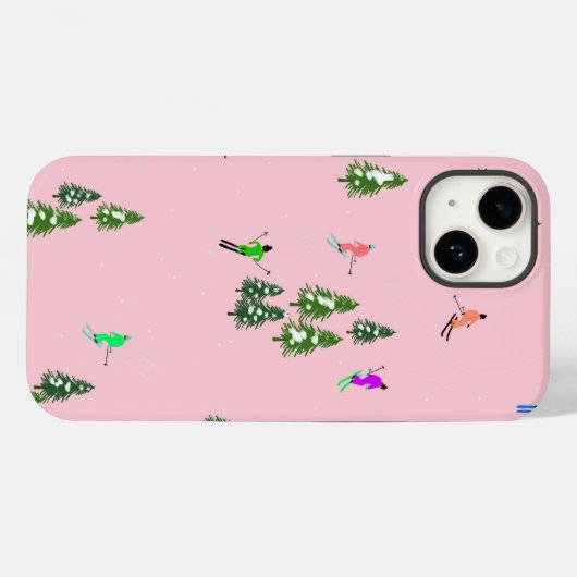 Pink Skiers Ski openingsfeestdag kerstavond Case-Mate iPhone Case (Achterkant (horizontaal))