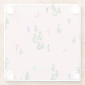 Pink Skiers Ski openingsfeestdag kerstavond Glazen Onderzetter (Achterkant)